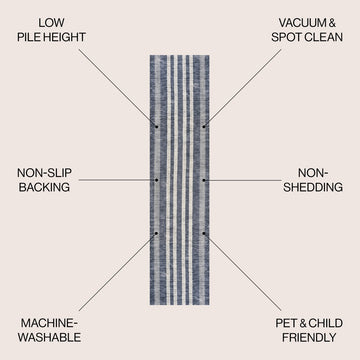 Vichy Geometric Striped Machine-washable Area Rug